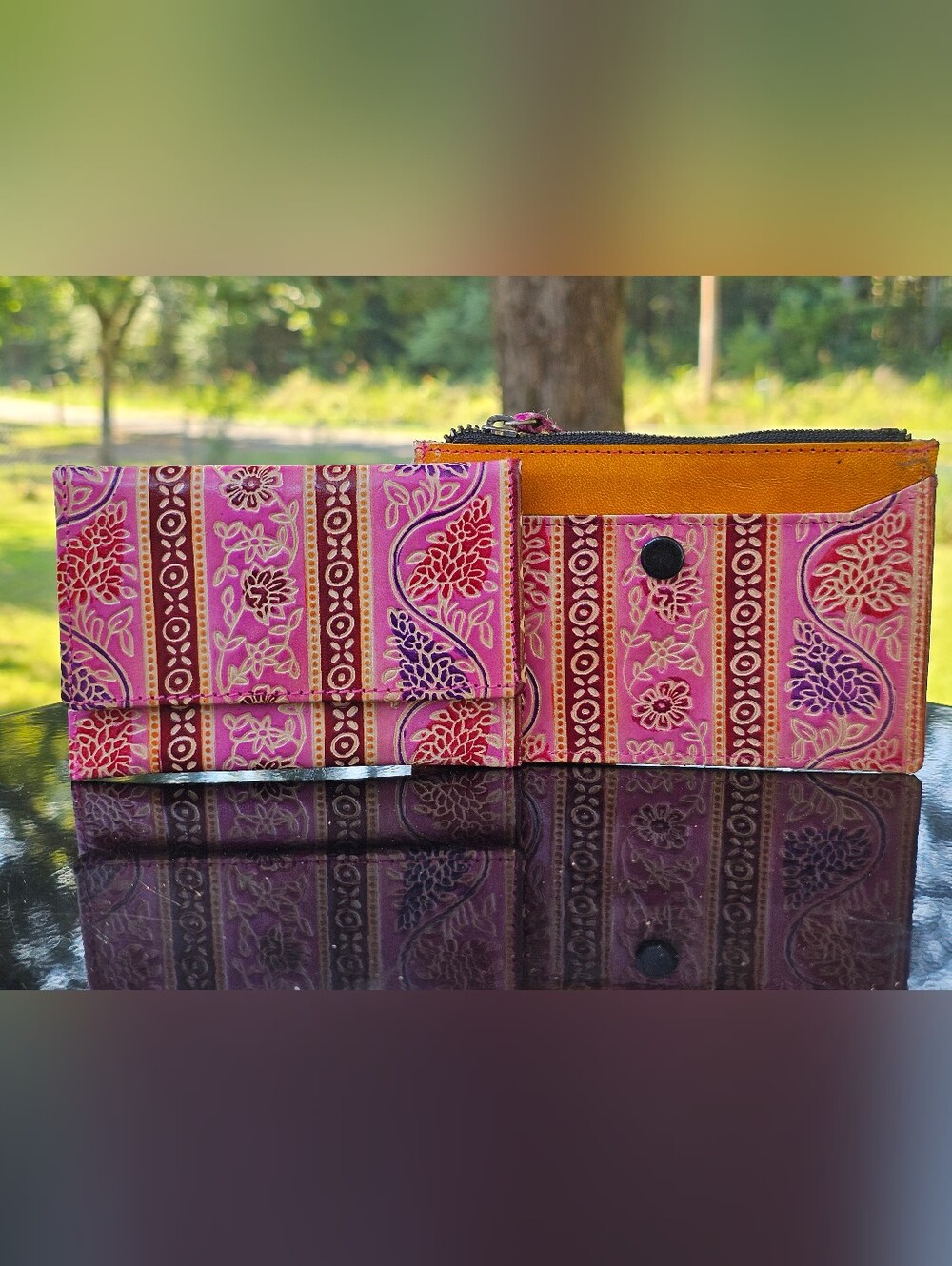 Vintage Hand-Painted Leather Coin Purses